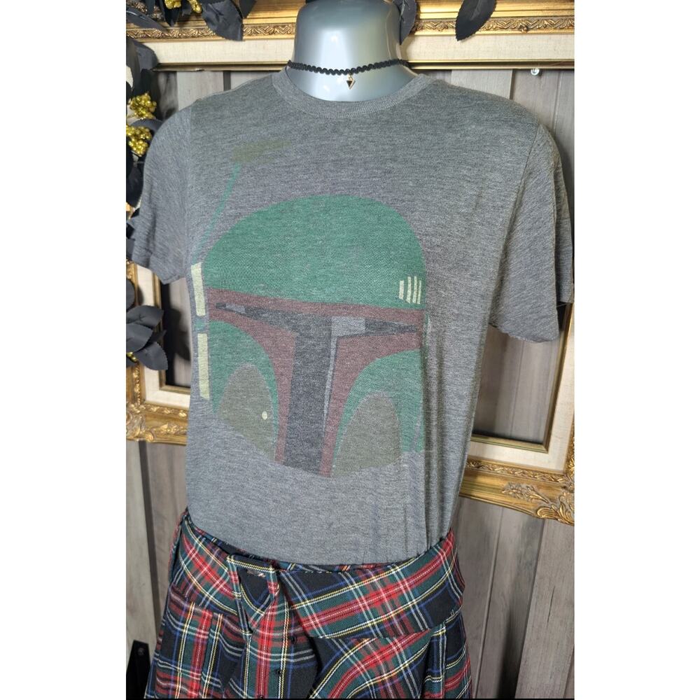 Star Wars Boba Fett Gray Graphic T-Shirt Size Small